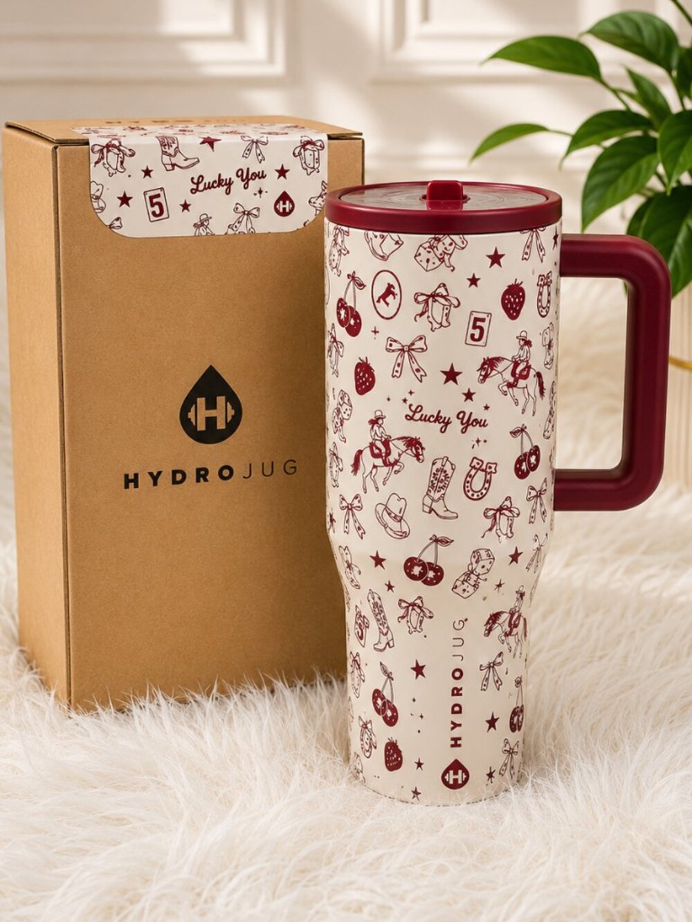 HydroJug 40oz Traveler Tumbler Lucky You Western NWT